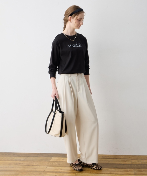 LE SOUK HOLIDAY(ルスークホリデー)の「シルケットロゴロンT【接触冷感・綿100%】(Tシャツ/カットソー・レディース・ブラック/ベージュ/オフホワイト・M/L)」の7枚目の写真