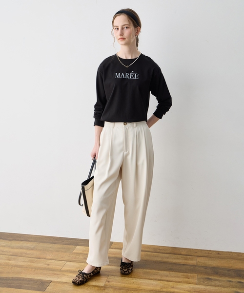 LE SOUK HOLIDAY(ルスークホリデー)の「シルケットロゴロンT【接触冷感・綿100%】(Tシャツ/カットソー・レディース・ブラック/ベージュ/オフホワイト・M/L)」の8枚目の写真