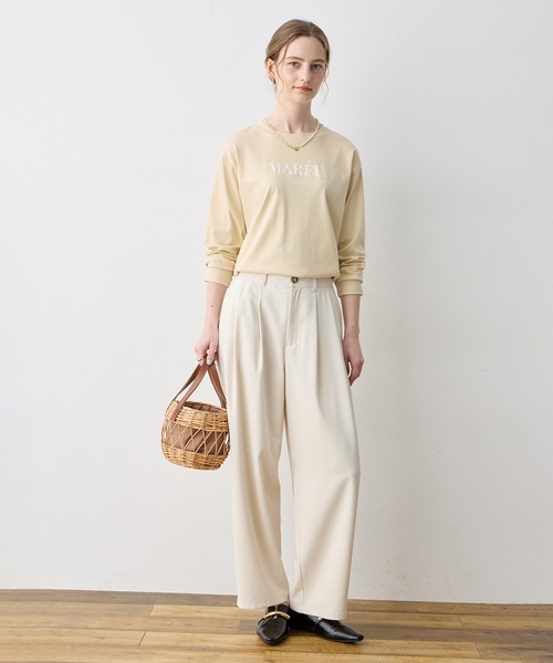 LE SOUK HOLIDAY(ルスークホリデー)の「シルケットロゴロンT【接触冷感・綿100%】(Tシャツ/カットソー・レディース・ブラック/ベージュ/オフホワイト・M/L)」の9枚目の写真