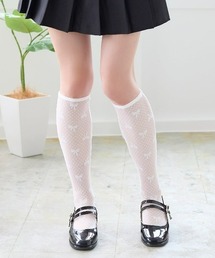 tutuanna | 縫製リボンレース柄ストレッチレースハイソックス35cm丈(ソックス/靴下)