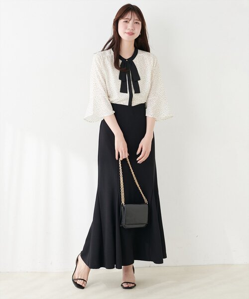 natural couture(ナチュラルクチュール)の「フレアカフス袖リボンボウタイブラウス(シャツ/ブラウス・レディース・オフホワイト/その他2/その他1/ネイビー/ラベンダー・FREE)」の9枚目の写真