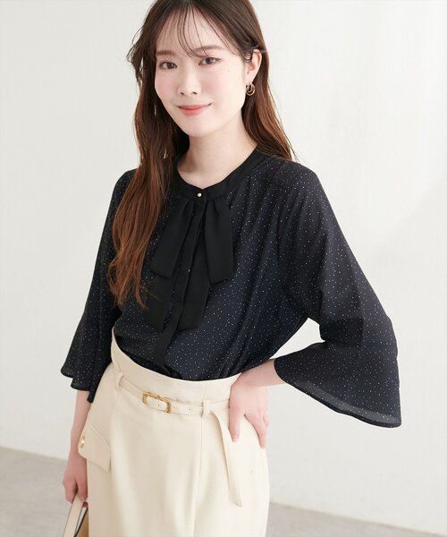 natural couture(ナチュラルクチュール)の「フレアカフス袖リボンボウタイブラウス(シャツ/ブラウス・レディース・オフホワイト/その他2/その他1/ネイビー/ラベンダー・FREE)」の20枚目の写真