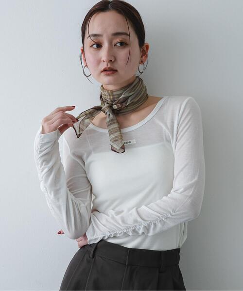 SENSE OF PLACE by URBAN RESEARCH（センスオブプレイスバイアーバンリサーチ）の「Uネックピスネームシアートップ（Tシャツ/カットソー・レディース・オフホワイト/ブラック/ライトブルー・ONE）」の4枚目の写真