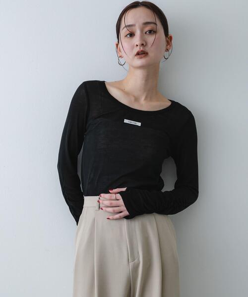 SENSE OF PLACE by URBAN RESEARCH（センスオブプレイスバイアーバンリサーチ）の「Uネックピスネームシアートップ（Tシャツ/カットソー・レディース・オフホワイト/ブラック/ライトブルー・ONE）」の12枚目の写真