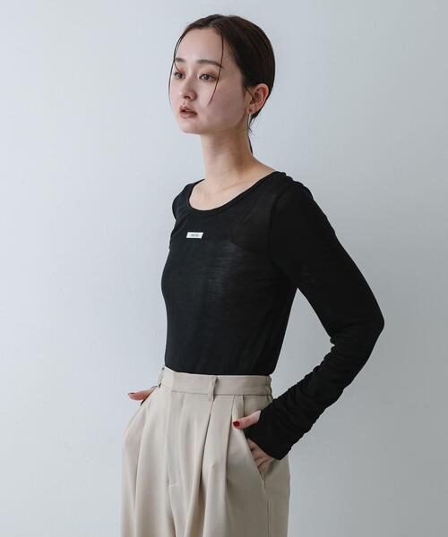 SENSE OF PLACE by URBAN RESEARCH（センスオブプレイスバイアーバンリサーチ）の「Uネックピスネームシアートップ（Tシャツ/カットソー・レディース・オフホワイト/ブラック/ライトブルー・ONE）」の13枚目の写真