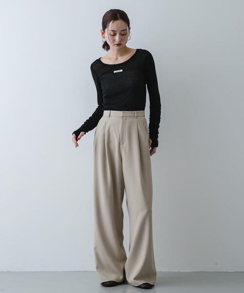 SENSE OF PLACE by URBAN RESEARCH（センスオブプレイスバイアーバンリサーチ）の「Uネックピスネームシアートップ（Tシャツ/カットソー・レディース・オフホワイト/ブラック/ライトブルー・ONE）」の15枚目の写真