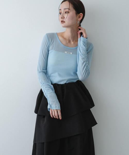 SENSE OF PLACE by URBAN RESEARCH（センスオブプレイスバイアーバンリサーチ）の「Uネックピスネームシアートップ（Tシャツ/カットソー・レディース・オフホワイト/ブラック/ライトブルー・ONE）」の19枚目の写真