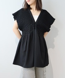 【M/L】Vネックシャーリングチュニック