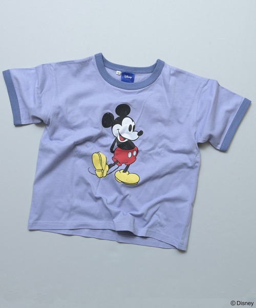 セール】【Disney】別注ミッキーレトロプリントリンガーTee（Tシャツ