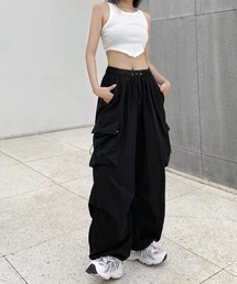 INASTUDIOS（イーナストゥディオス）の「ビッグポケット ドローストリング ワイドカーゴパンツ レディース（カーゴパンツ）」