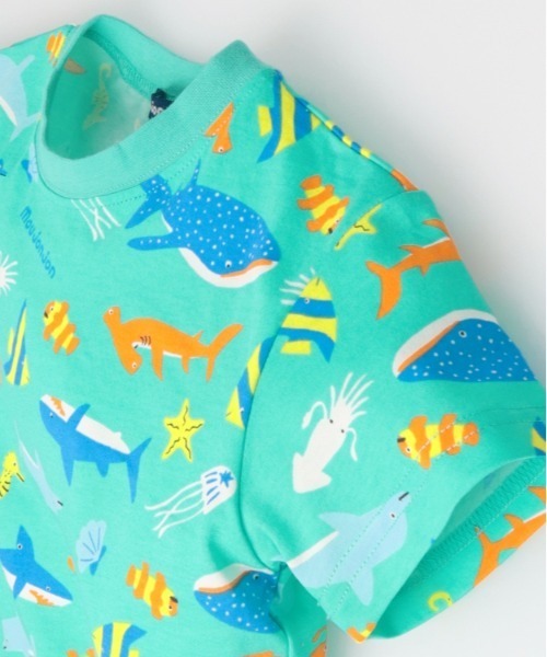 Moujonjon(ムージョンジョン)の「虹・海の生き物総柄Tシャツ(Tシャツ/カットソー・キッズ・ホワイト/エメラルド・80/90/100/110/120)」の6枚目の写真