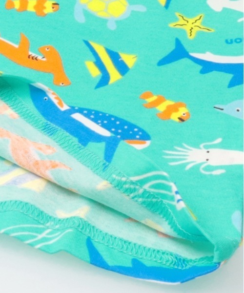 Moujonjon(ムージョンジョン)の「虹・海の生き物総柄Tシャツ(Tシャツ/カットソー・キッズ・ホワイト/エメラルド・80/90/100/110/120)」の5枚目の写真