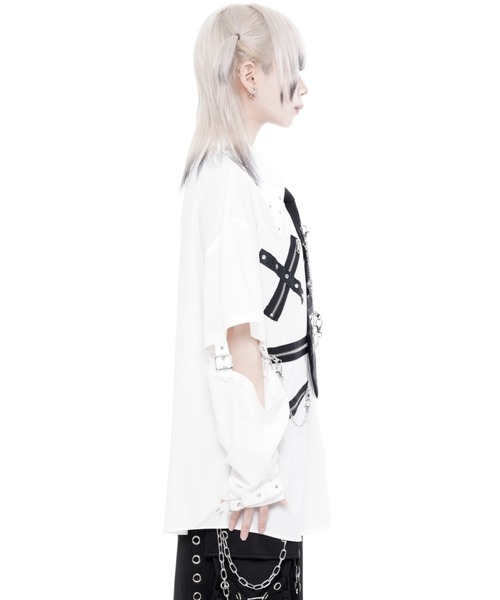 TRAVAS TOKYO(トラバス トウキョウ)の「『TRAVAS TOKYO/トラバス トーキョー』袖セパレートパンクデザインシャツ(シャツ/ブラウス・レディース・ブラック/ホワイト・FREE)」の9枚目の写真