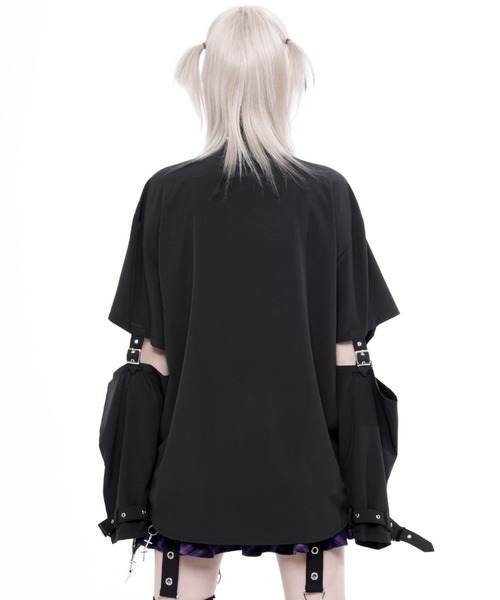 TRAVAS TOKYO(トラバス トウキョウ)の「『TRAVAS TOKYO/トラバス トーキョー』袖セパレートパンクデザインシャツ(シャツ/ブラウス・レディース・ブラック/ホワイト・FREE)」の5枚目の写真