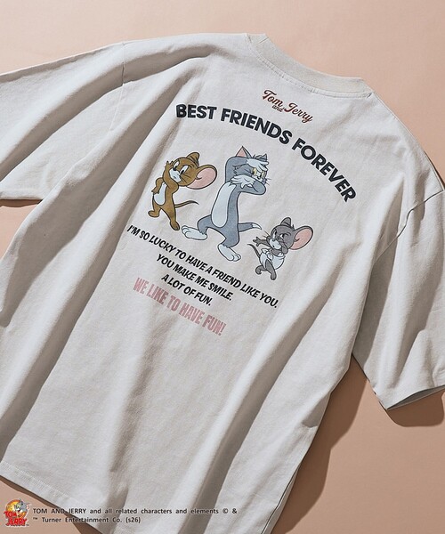 Tom&Jerry(トムアンドジェリー)の「TOM and JERRY (トムとジェリー)ヴィンテージライクTシャツ(Tシャツ/カットソー・メンズ・ベージュ/イエロー/ネイビー/ライム/ダークグレー/その他2/その他1・S/M/L/XL)」の6枚目の写真