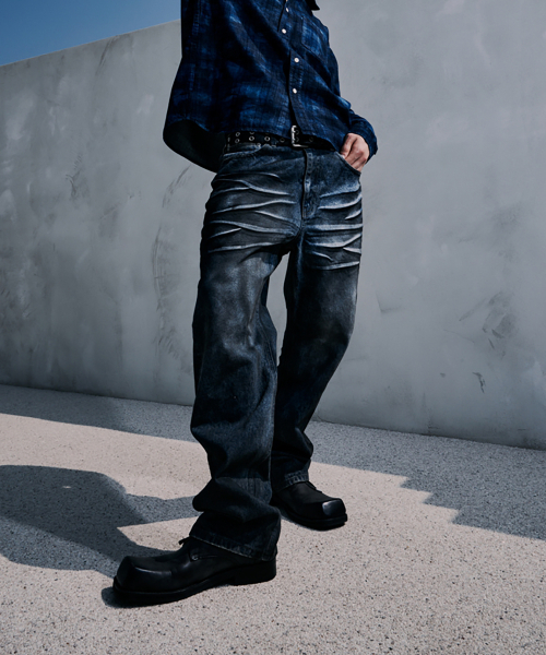 REGULAR SAGGING DIRTY DENIM PANTS