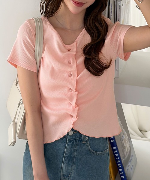 GeeRA(ジーラ)の「フリルギャザーカーディガントップス(Tシャツ/カットソー・レディース・ピンク/アイボリー/ブラック/杢グレー・LARGE/MEDIUM/X-LARGE)」の21枚目の写真