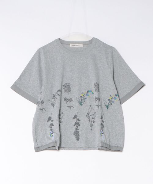 SUPER HAKKA(スーパーハッカ)の「30/-天竺ボタニカルリーフ発泡プリントTシャツ(Tシャツ/カットソー・レディース・オフホワイト/杢グレー/ブラック・FREE)」の3枚目の写真