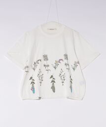 30／－天竺ボタニカルリーフ発泡プリントTシャツ