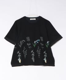 30／－天竺ボタニカルリーフ発泡プリントTシャツ