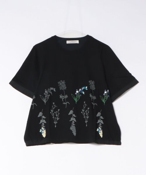 SUPER HAKKA(スーパーハッカ)の「30/-天竺ボタニカルリーフ発泡プリントTシャツ(Tシャツ/カットソー・レディース・オフホワイト/杢グレー/ブラック・FREE)」の2枚目の写真