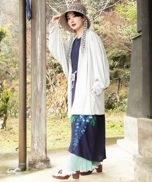 倭物やカヤ（ワモノヤカヤ）の「【倭物やカヤ】日覆UV羽織（カーディガン/ボレロ・レディース・スミクロ/ライトグレー/ネイビー・FREE）」の20枚目の写真