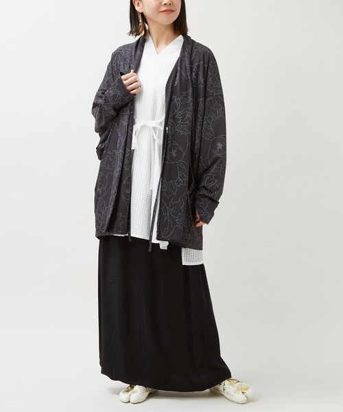 倭物やカヤ（ワモノヤカヤ）の「【倭物やカヤ】日覆UV羽織（カーディガン/ボレロ・レディース・スミクロ/ライトグレー/ネイビー・FREE）」の7枚目の写真