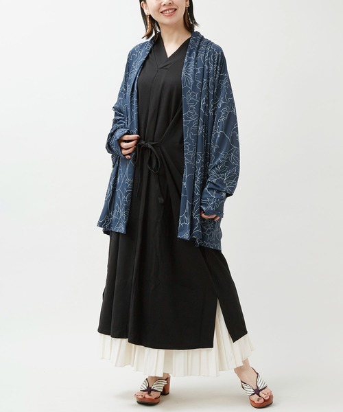 倭物やカヤ（ワモノヤカヤ）の「【倭物やカヤ】日覆UV羽織（カーディガン/ボレロ・レディース・スミクロ/ライトグレー/ネイビー・FREE）」の5枚目の写真
