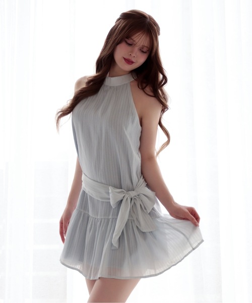 Ribbon lulu chiffon mini dress / リボンルルシフォンミニドレス