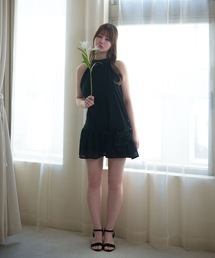 Ribbon lulu chiffon mini dress / リボンルルシフォンミニドレス