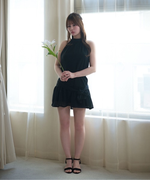 M DOLLY（エムドリー）の「Ribbon lulu chiffon mini dress / リボンルルシフォンミニドレス（ワンピース・レディース・ライトブルー/ブラック・S/M）」の9枚目の写真