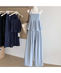 witch（ウイッチ）の「ペプラムキャミソールワイドパンツ2点セットアップ（サロペット/オーバーオール）」