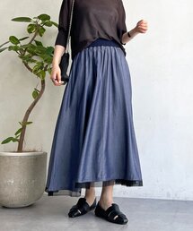 シャンブレーウエストゴムスカート