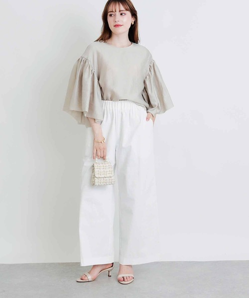 PICCIN PERLA(ピッチンペルラ)の「ダブルシアージュディブラウス(シャツ/ブラウス・レディース・グレイッシュベージュ/ブラック/オフホワイト・M)」の8枚目の写真