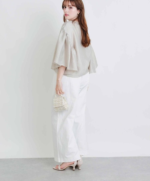 PICCIN PERLA(ピッチンペルラ)の「ダブルシアージュディブラウス(シャツ/ブラウス・レディース・グレイッシュベージュ/ブラック/オフホワイト・M)」の10枚目の写真