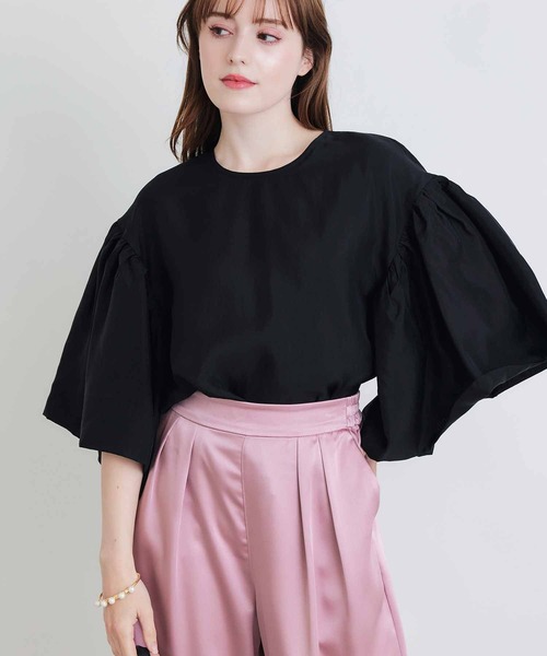 PICCIN PERLA(ピッチンペルラ)の「ダブルシアージュディブラウス(シャツ/ブラウス・レディース・グレイッシュベージュ/ブラック/オフホワイト・M)」の11枚目の写真