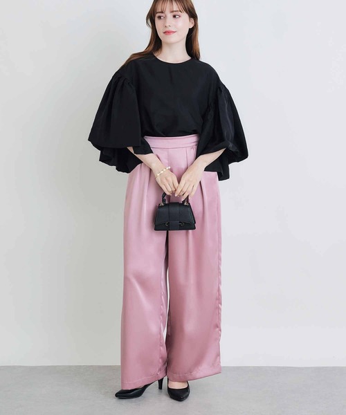 PICCIN PERLA(ピッチンペルラ)の「ダブルシアージュディブラウス(シャツ/ブラウス・レディース・グレイッシュベージュ/ブラック/オフホワイト・M)」の14枚目の写真