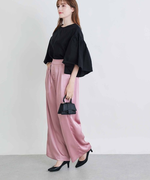 PICCIN PERLA(ピッチンペルラ)の「ダブルシアージュディブラウス(シャツ/ブラウス・レディース・グレイッシュベージュ/ブラック/オフホワイト・M)」の15枚目の写真