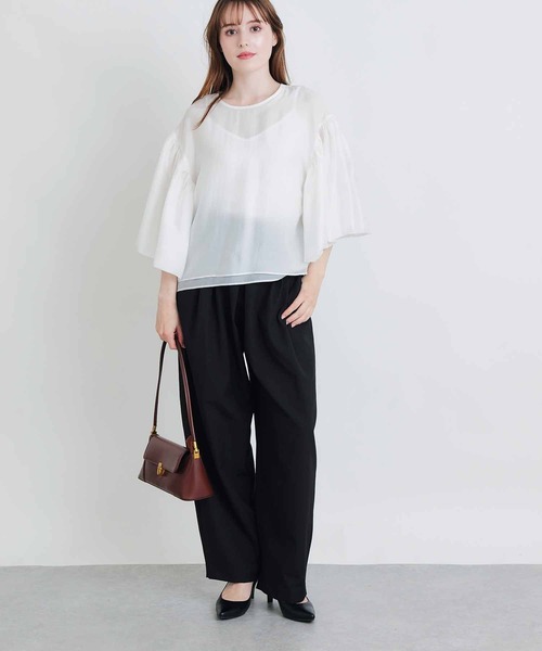 PICCIN PERLA(ピッチンペルラ)の「ダブルシアージュディブラウス(シャツ/ブラウス・レディース・グレイッシュベージュ/ブラック/オフホワイト・M)」の21枚目の写真