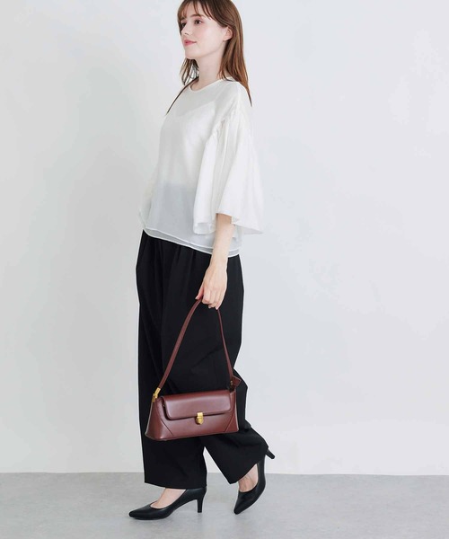 PICCIN PERLA(ピッチンペルラ)の「ダブルシアージュディブラウス(シャツ/ブラウス・レディース・グレイッシュベージュ/ブラック/オフホワイト・M)」の22枚目の写真