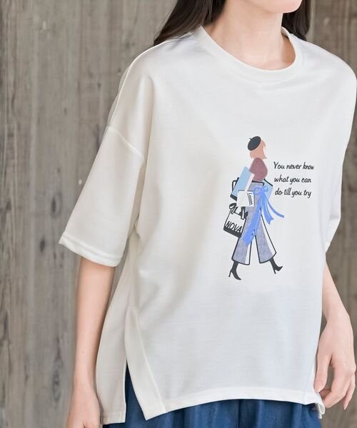 rps(アールピーエス)の「ベレー帽GirlワイドT(Tシャツ/カットソー・レディース・ライトグレー/オフホワイト/チャコールグレー・フリー)」の20枚目の写真