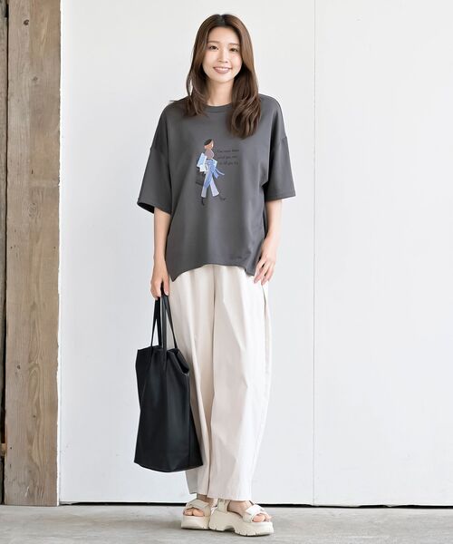 rps(アールピーエス)の「ベレー帽GirlワイドT(Tシャツ/カットソー・レディース・ライトグレー/オフホワイト/チャコールグレー・フリー)」の6枚目の写真