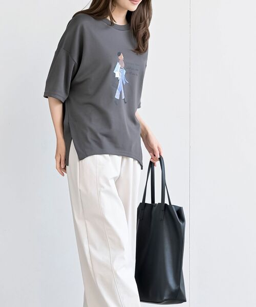 rps(アールピーエス)の「ベレー帽GirlワイドT(Tシャツ/カットソー・レディース・ライトグレー/オフホワイト/チャコールグレー・フリー)」の7枚目の写真