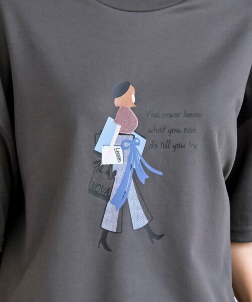 rps(アールピーエス)の「ベレー帽GirlワイドT(Tシャツ/カットソー・レディース・ライトグレー/オフホワイト/チャコールグレー・フリー)」の13枚目の写真