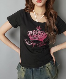 半袖Tシャツ/ピンクラメクラウン/平成ギャル