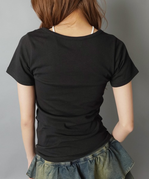 SPINNS(スピンズ)の「半袖Tシャツ/ピンクラメクラウン/平成ギャル(Tシャツ/カットソー・レディース・ピンク/ブラック・ONESIZE)」の7枚目の写真
