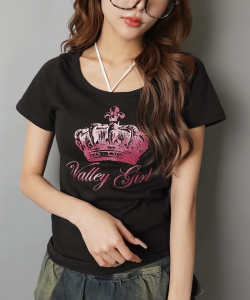 SPINNS(スピンズ)の「半袖Tシャツ/ピンクラメクラウン/平成ギャル(Tシャツ/カットソー・レディース・ピンク/ブラック・ONESIZE)」の5枚目の写真