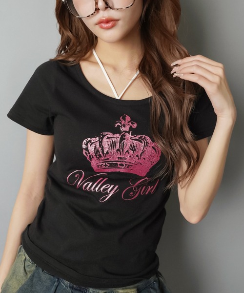 SPINNS(スピンズ)の「半袖Tシャツ/ピンクラメクラウン/平成ギャル(Tシャツ/カットソー・レディース・ピンク/ブラック・ONESIZE)」の6枚目の写真