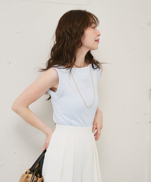 La boutique BonBon(ラブティックボンボン)の「【mikiカラー監修】リブタンク(タンクトップ・レディース・ホワイト/ピンク/サックスブルー・FREE)」の17枚目の写真