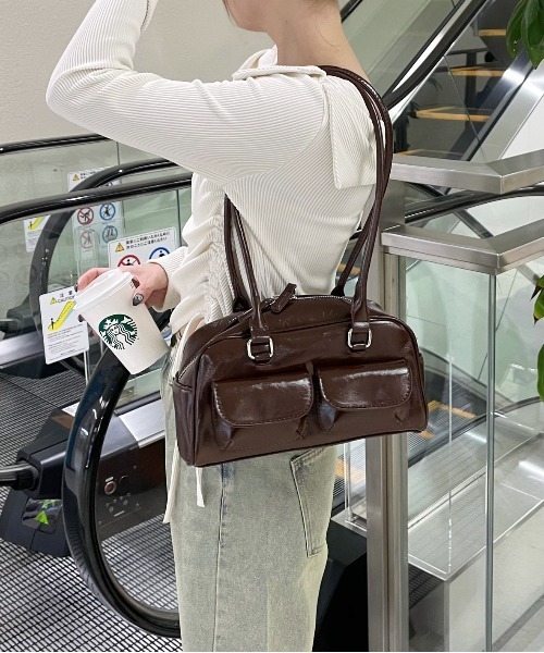 clear(クリア)の「ポケット付きロングハンドルバッグ≪500mlのペットボトル収納可能≫(ハンドバッグ・レディース・ブラウン/ブラック/アイボリー/シルバー/レッド・F)」の15枚目の写真